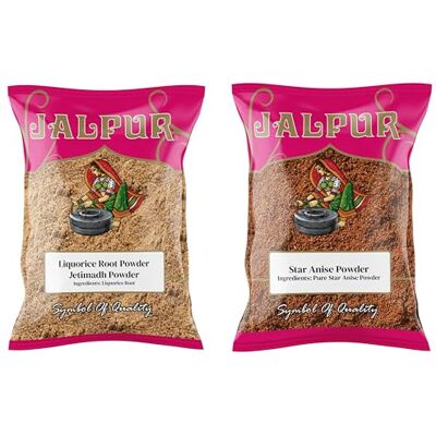 Jalpur Millers Spice Combo Pack Liquorice Root Powder 100g & Star Anise Powder 100g Aromatic Herbal & Spice Powders for Cooking, Baking, Infusions & Traditional Recipes (2 Pack) Jalpur Millers Spice Combo Pack Liquorice Root Powder 100g & Star Anise Powder 100g Aromatic Herbal & Spice Powders for Cooking, Baking, Infusions & Traditional Recipes (2 Pack)
