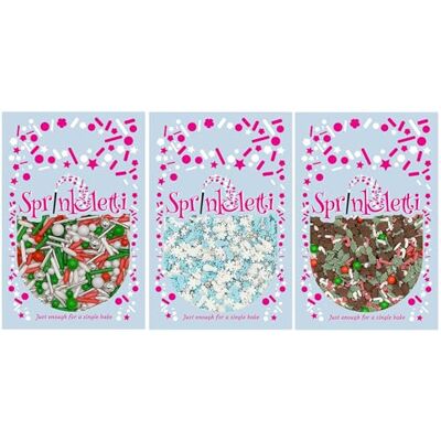Sprinkletti Bundle Christmas Favourites Cake Sprinkles Edible Cake Topper Sprinkles Cupcake Decorations HoHo Ho!, Jingle and Frosty 30g Each. Great for Festive Winter Parties Sprinkletti Bundle Christmas Favourites Cake Sprinkles Edible Cake Topper Sprinkles Cupcake Decorations HoHo Ho!, Jingle and Frosty 30g Each. Great for Festive Winter Parties
