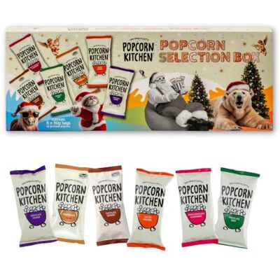 Popcorn Kitchen Christmas Popcorn Selection Box, 6 Indulgent Gourmet Recipes, Hand-popped in UK, Perfect Stocking Filler 180g (1 Box) Popcorn Kitchen Christmas Popcorn Selection Box, 6 Indulgent Gourmet Recipes, Hand-popped in UK, Perfect Stocking Filler 180g (1 Box)