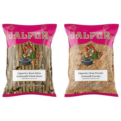 Jalpur Millers Spice Combo Pack – Liquorice Root Sticks 100g & Liquorice Root Powder 100g – Natural Sweet Herb for Teas, Tonic Mixes, Ayurvedic Use & Herbal Remedies (2 Pack) Jalpur Millers Spice Combo Pack – Liquorice Root Sticks 100g & Liquorice Root Powder 100g – Natural Sweet Herb for Teas, Tonic Mixes, Ayurvedic Use & Herbal Remedies (2 Pack)