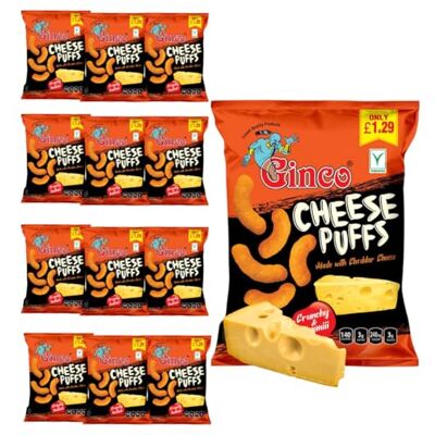Ginco Cheese Puff Crisps (Pack of 12) Kids Snacks, Savoury Lunchbox Snacks Snack Pack Sharing Crisps Cheese Puffs Ginco Cheese Puff Crisps (Pack of 12) Kids Snacks, Savoury Lunchbox Snacks Snack Pack Sharing Crisps Cheese Puffs