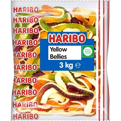 HARIBO Yellow Belly Giant Snakes, Yellow Bellies Bulk Sweets, 3 kg (Pack of 1) HARIBO Yellow Belly Giant Snakes, Yellow Bellies Bulk Sweets, 3 kg (Pack of 1)