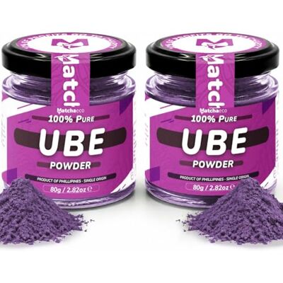 Matchaeco Ube Powder 160g Twin Pack 100% Natural Purple Yam Powder from the Philippines Premium Ube for Baking, Desserts & Lattes Vibrant Natural Colouring Matchaeco Ube Powder 160g Twin Pack 100% Natural Purple Yam Powder from the Philippines Premium Ube for Baking, Desserts & Lattes Vibrant Natural Colouring