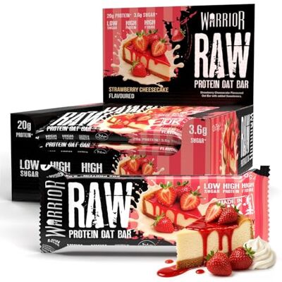 Warrior RAW Protein Bars 12 x 75g High Protein Oat Flapjack Snack 20g Protein Per Bar, Low Sugar, High Fibre, Oat Flapjack, Protein Snacks, Meal Replacement Bars (Strawberry Cheesecake) Warrior RAW Protein Bars 12 x 75g High Protein Oat Flapjack Snack 20g Protein Per Bar, Low Sugar, High Fibre, Oat Flapjack, Protein Snacks, Meal Replacement Bars (Strawberry Cheesecake)
