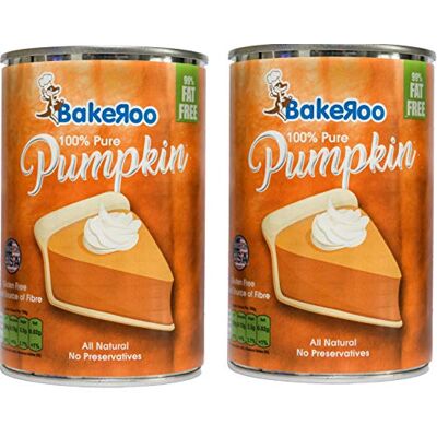 Bakeroo (Pack of 2) Tinned Pumpkin Puree (Pumpkin Pie Filling), 100% Natural 425g Bakeroo (Pack of 2) Tinned Pumpkin Puree (Pumpkin Pie Filling), 100% Natural 425g