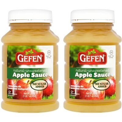 Gefen Unsweetened Apple Sauce, No Added Sugar, Natural, 1.3kg (2 Packs of 652g) Gefen Unsweetened Apple Sauce, No Added Sugar, Natural, 1.3kg (2 Packs of 652g)