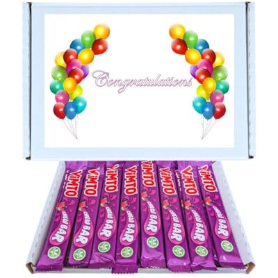TRIZINGA Congratulations Retro Sweet Hamper Vimto Chew Bars 24 Pack Box of Classic Retro Sweets Bursting with Signature Vimto Fruit Flavour Chewy and Juicy Candy Treat TRIZINGA Congratulations Retro Sweet Hamper Vimto Chew Bars 24 Pack Box of Classic Retro Sweets Bursting with Signature Vimto Fruit Flavour Chewy and Juicy Candy Treat