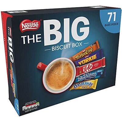 Nestle Big Biscuit Box (Includes: Breakaway, KitKat, Toffee Crisp, Yorkie, Blue Riband) Nestle Big Biscuit Box (Includes: Breakaway, KitKat, Toffee Crisp, Yorkie, Blue Riband)