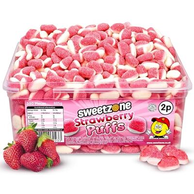 Sweetzone Strawberry Puffs 805g 305pcs Halal Strawberry puff gummies, Halal soft jelly sweets, bulk tub, party pick and mix, fruity candy for kids adults Sweetzone Strawberry Puffs 805g 305pcs Halal Strawberry puff gummies, Halal soft jelly sweets, bulk tub, party pick and mix, fruity candy for kids adults