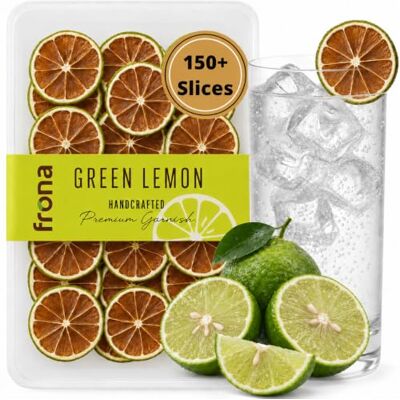 Frona Dried Green Lemon Slices 250g – 100% Dehydrated Green Lemon Fruit Garnish, Approx. 160 Servings, Vegan & Vegetarian, Preservative & Additive Free, for Cocktails, Mocktails & Lemonades Frona Dried Green Lemon Slices 250g – 100% Dehydrated Green Lemon Fruit Garnish, Approx. 160 Servings, Vegan & Vegetarian, Preservative & Additive Free, for Cocktails, Mocktails & Lemonades