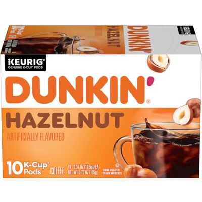 Dunkin' Donuts Hazelnut Flavored Coffee K-Cup Pods, for Keurig Brewers, 10 Count Dunkin' Donuts Hazelnut Flavored Coffee K-Cup Pods, for Keurig Brewers, 10 Count