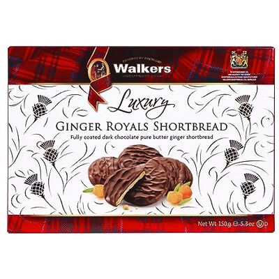Walkers Walker's Shortbread Luxury Ginger Royals, Ginger Choco Biscuits 150g Traditional Pure Butter Ginger Shortbread Fully Coated with Dark Chocolate, Perfect for Snacking, Special Occasion & Gifting Walkers Walker's Shortbread Luxury Ginger Royals, Ginger Choco Biscuits 150g Traditional Pure Butter Ginger Shortbread Fully Coated with Dark Chocolate, Perfect for Snacking, Special Occasion & Gifting