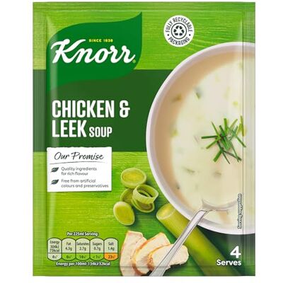 Knorr Chicken & Leek Soup Mix packet soup free from artificial colours and preservatives quick and easy 12x 60 g (48 servings) Knorr Chicken & Leek Soup Mix packet soup free from artificial colours and preservatives quick and easy 12x 60 g (48 servings)