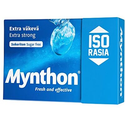 Mynthon 2 Boxes x 85g of Extra Väkevä Extra Strong Fresh & Effective Sugar Free Pastilles Lozenges Dragees Drops Candies Sweets Mynthon 2 Boxes x 85g of Extra Väkevä Extra Strong Fresh & Effective Sugar Free Pastilles Lozenges Dragees Drops Candies Sweets