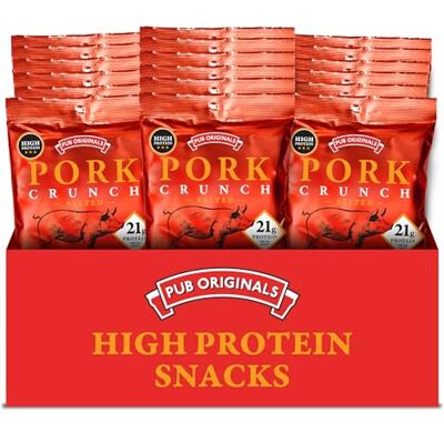 Pub Original Salted Pork Crunch High Protein Snacks Box of 18 x 30 g Packs Pub Original Salted Pork Crunch High Protein Snacks Box of 18 x 30 g Packs