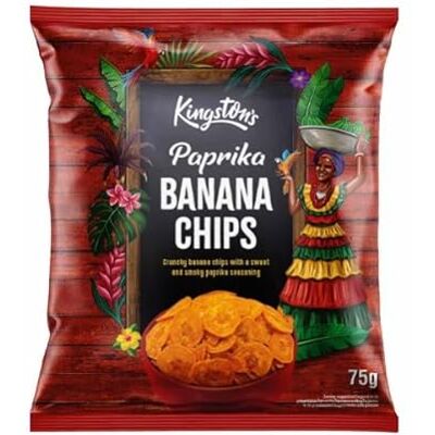 Kingston Paprika Banana Chips 12 x 75g, Crispy Savoury Snack with Spicy Paprika Flavor Kingston Paprika Banana Chips 12 x 75g, Crispy Savoury Snack with Spicy Paprika Flavor