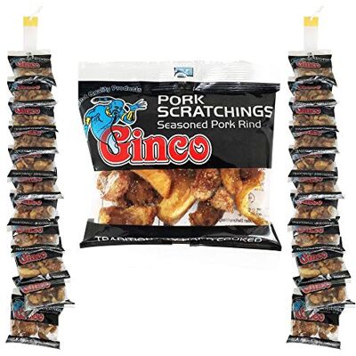 Ginco Pork Scratchings Bulk, 24 X 40g Packs of Original Pork Crackling, 100% Pork Rinds, Hand Cooked Pork Scratchings UK, High Protein Pub Snacks Ginco Pork Scratchings Bulk, 24 X 40g Packs of Original Pork Crackling, 100% Pork Rinds, Hand Cooked Pork Scratchings UK, High Protein Pub Snacks