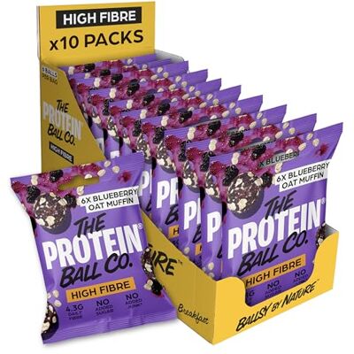 The Protein Ball Co. The Protein Ball Co Blueberry Oat Muffin Protein Balls High Fruit Fibre Snacks Gluten-Free, No Added Sugar Healthy Energy Balls, Box of 10 Bags The Protein Ball Co. The Protein Ball Co Blueberry Oat Muffin Protein Balls High Fruit Fibre Snacks Gluten-Free, No Added Sugar Healthy Energy Balls, Box of 10 Bags
