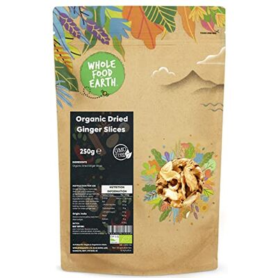 Wholefood Earth Organic Dried Ginger Slices 250 g GMO Free Certified Organic Wholefood Earth Organic Dried Ginger Slices 250 g GMO Free Certified Organic