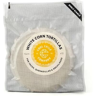 Cool Chile 15cm White Corn Mexican Tortillas Pack of 13, 300g Authentic Tortilla Mexicana, Soft Wraps for Tacos Non-GMO & Gluten-Free Cool Chile 15cm White Corn Mexican Tortillas Pack of 13, 300g Authentic Tortilla Mexicana, Soft Wraps for Tacos Non-GMO & Gluten-Free