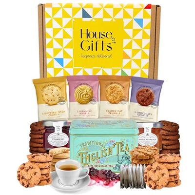 GOOFIIE. Afternoon Tea Hamper Gift Set – Includes British Buttery Biscuits, Traditional English Teabags, Strawberry Jam, Orange Marmalade & Luxury British Snacks – Great British Gift Hamper Set GOOFIIE. Afternoon Tea Hamper Gift Set – Includes British Buttery Biscuits, Traditional English Teabags, Strawberry Jam, Orange Marmalade & Luxury British Snacks – Great British Gift Hamper Set