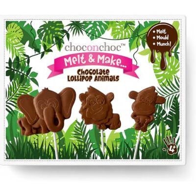 Choc on Choc - Melt And Make Your Own Chocolate Lollipops - Belgian milk chocolate - 5 moulds - Chocolate kit Choc on Choc - Melt And Make Your Own Chocolate Lollipops - Belgian milk chocolate - 5 moulds - Chocolate kit