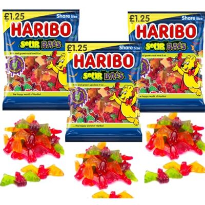 HARIBO Sour Bats Bag PMP 140g Pick Any Number of Bags HARIBO Sour Bats Bag PMP 140g Pick Any Number of Bags