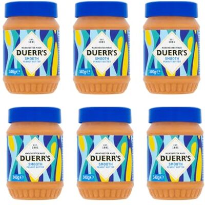 Duerr's Smooth Peanut Butter Pack of 6x340g Creamy Peanut Butter Spreadable Nut Butter Duerr's Smooth Peanut Butter Pack of 6x340g Creamy Peanut Butter Spreadable Nut Butter
