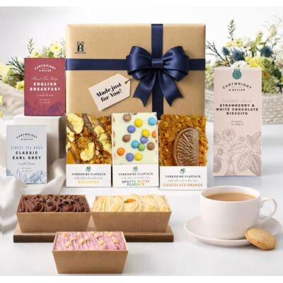 Hattie's Gifts Afternoon Tea Hamper with Yorkshire Flapjacks & Mini Cakes Cartwright & Butler Tea & Biscuits, 3 Yorkshire Flapjacks & 3 Mini Cakes, Sweet Treats Hamper for Christmas Hattie's Gifts Afternoon Tea Hamper with Yorkshire Flapjacks & Mini Cakes Cartwright & Butler Tea & Biscuits, 3 Yorkshire Flapjacks & 3 Mini Cakes, Sweet Treats Hamper for Christmas