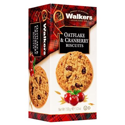 Walkers Walker's Shortbread Oatflake & Cranberry Cookies, 150g x12 Traditional Scottish Recipe, Healthy Oatflake & Tangy Cranberry Biscuits, Perfect for Snacking, Gifting & More Walkers Walker's Shortbread Oatflake & Cranberry Cookies, 150g x12 Traditional Scottish Recipe, Healthy Oatflake & Tangy Cranberry Biscuits, Perfect for Snacking, Gifting & More