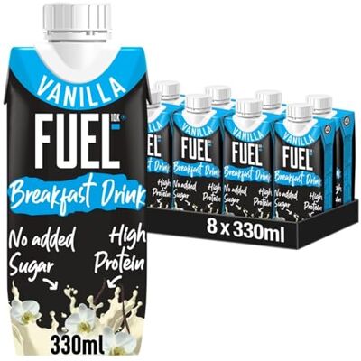 FUEL10K Vanilla High Protein Milk Drink, 15g Protein, 330 ml (8-Pack) Delicious Vanilla Flavour,Nutrient Rich, Vegetarian Friendly, No Added Sugar, Protein Shake, Convenient Breakfast or Snack FUEL10K Vanilla High Protein Milk Drink, 15g Protein, 330 ml (8-Pack) Delicious Vanilla Flavour,Nutrient Rich, Vegetarian Friendly, No Added Sugar, Protein Shake, Convenient Breakfast or Snack