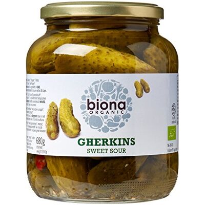 Biona Organic Jarred Gherkins Pickles 680g Biona Organic Jarred Gherkins Pickles 680g