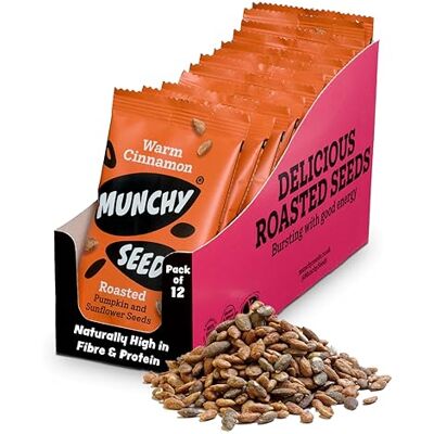 Munchy Seeds Warm Cinnamon Snack Packs, 12 x 25g Lunchbox Ready, Cinnamon Seed Mix, Great for On-the-Go Snacking, Perfect for Baking, Oatmeal, Rich in Vitamins, Warm Cinnamon Flavour Seeds Munchy Seeds Warm Cinnamon Snack Packs, 12 x 25g Lunchbox Ready, Cinnamon Seed Mix, Great for On-the-Go Snacking, Perfect for Baking, Oatmeal, Rich in Vitamins, Warm Cinnamon Flavour Seeds