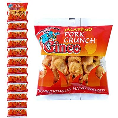 Ginco Jalapeno Pork Crunch, 12 X 25G Packs Of Deliciously Jalapeno Seasoned Crispy Pork Puffs, High Protein Low Carb Pub Snacks, Keto Friendly Snacks Ginco Jalapeno Pork Crunch, 12 X 25G Packs Of Deliciously Jalapeno Seasoned Crispy Pork Puffs, High Protein Low Carb Pub Snacks, Keto Friendly Snacks