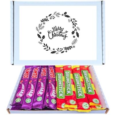 TRIZINGA Merry Christmas Retro Sweet Hamper Drumstick & Vimto Chew Bars 24 Pack Mixed Box Includes 12 Drumstick Raspberry & Milk and 12 Vimto Fruit Flavour Chewy Bars Classic Retro Sweets TRIZINGA Merry Christmas Retro Sweet Hamper Drumstick & Vimto Chew Bars 24 Pack Mixed Box Includes 12 Drumstick Raspberry & Milk and 12 Vimto Fruit Flavour Chewy Bars Classic Retro Sweets
