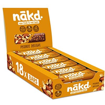Nakd Peanut Delight Natural Fruit & Nut Bars Vegan Bars Gluten Free Healthy Snack, 35 g (Pack of 18) Nakd Peanut Delight Natural Fruit & Nut Bars Vegan Bars Gluten Free Healthy Snack, 35 g (Pack of 18)