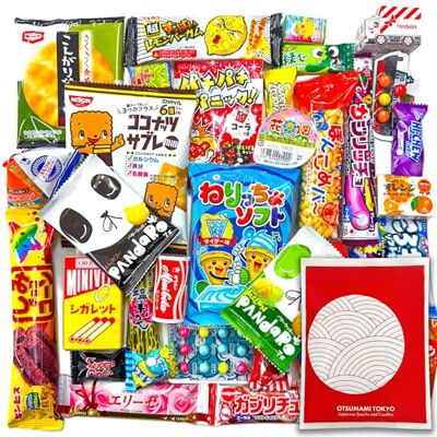OTSUMAMI TOKYO Japanese Snacks Gift Hamper 30pcs Dagashi Selection Bag Authentic retro Japan assortment, rice crackers, fruit chews & savoury sticks, exotic sweet & salty variety, care package OTSUMAMI TOKYO Japanese Snacks Gift Hamper 30pcs Dagashi Selection Bag Authentic retro Japan assortment, rice crackers, fruit chews & savoury sticks, exotic sweet & salty variety, care package