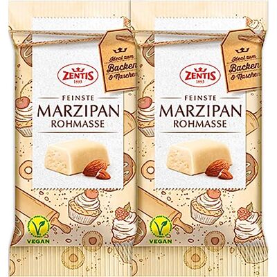 Zentis Fein Marzipan Raw Mass 2x200 g (14.11 Oz) Almond Marzipan for Baking, Decorating, Shaping and Cooking/Germany Zentis Fein Marzipan Raw Mass 2x200 g (14.11 Oz) Almond Marzipan for Baking, Decorating, Shaping and Cooking/Germany