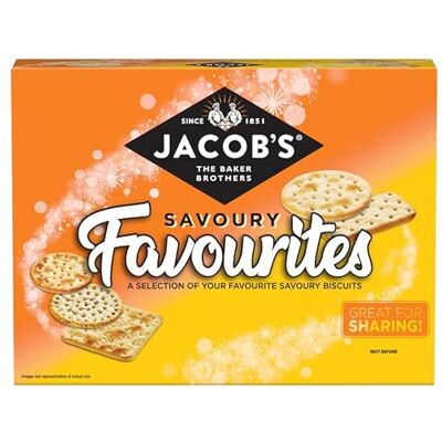 JACOB'S Savoury Favourites, Selection Boxes of Crackers for Cheese, 200 g (Pack of 10) JACOB'S Savoury Favourites, Selection Boxes of Crackers for Cheese, 200 g (Pack of 10)