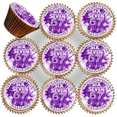 Cannellio Cakes 30 x SIX SEVEN 67 HAPPY BIRTHDAY PERSONALISED EDIBLE ICING 3.8 cms CUPCAKE TOPPERS DECORATIONS M-584 Cannellio Cakes 30 x SIX SEVEN 67 HAPPY BIRTHDAY PERSONALISED EDIBLE ICING 3.8 cms CUPCAKE TOPPERS DECORATIONS M-584