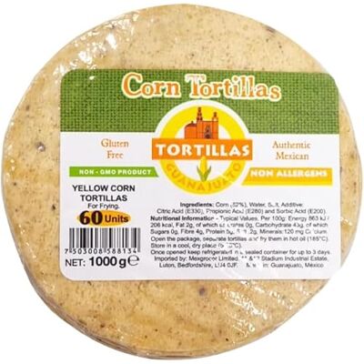WorldlyTastes 15cm Yellow Corn Tortillas for Frying 1kg Gluten-Free Corn Tortilla Wraps for Tacos, Tostadas & Chips Authentic Mexican Tortillas for Deep Frying & Air Frying WorldlyTastes 15cm Yellow Corn Tortillas for Frying 1kg Gluten-Free Corn Tortilla Wraps for Tacos, Tostadas & Chips Authentic Mexican Tortillas for Deep Frying & Air Frying
