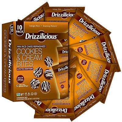 Drizzilicious Cookies and Cream Pack of 10, 21g Mini Rice Cakes Made w/ Plant-Based Ingredients and a Gentle Chocolate Drizzle for a Light Crunchy Snack Allergen Friendly Vegan Snacks Drizzilicious Cookies and Cream Pack of 10, 21g Mini Rice Cakes Made w/ Plant-Based Ingredients and a Gentle Chocolate Drizzle for a Light Crunchy Snack Allergen Friendly Vegan Snacks