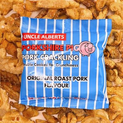 Snack Brands Uncle Alberts Porkshire Pig Roast Pork Flavour Premium Crackling, 12x35g, Pub Style, Keto Friendly Snack Brands Uncle Alberts Porkshire Pig Roast Pork Flavour Premium Crackling, 12x35g, Pub Style, Keto Friendly
