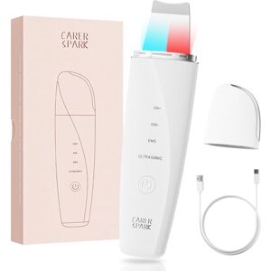 CARER SPARK Ultrasonic Facial Scrubber – Ultrasonic EMS Ion Red & Blue Light Facial Skin Spatula with 4 modes for Deep Cleansing Blackhead Removal Nutrient Infusion Gentle Exfoliation USB Rechargeable CARER SPARK Ultrasonic Facial Scrubber – Ultrasonic EMS Ion Red & Blue Light Facial Skin Spatula with 4 modes for Deep Cleansing Blackhead Removal Nutrient Infusion Gentle Exfoliation USB Rechargeable