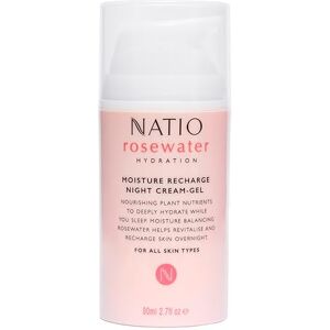 Natio Australia Rosewater Hydration Moisture Recharge Night Cream-Gel, 80 ml Face Moisturiser with Shea Butter Face Cream for All Skin Types Natio Australia Rosewater Hydration Moisture Recharge Night Cream-Gel, 80 ml Face Moisturiser with Shea Butter Face Cream for All Skin Types
