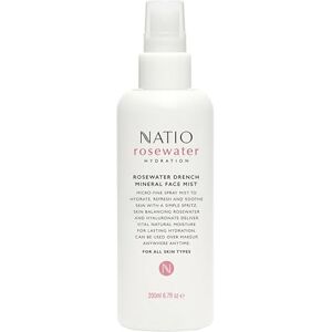 Natio Australia Rosewater Hydration Drench Mineral Face Mist, 200 ml Face Moisturiser For All Skin Types Makeup Safe Face Mist Hydrating Spray Natio Australia Rosewater Hydration Drench Mineral Face Mist, 200 ml Face Moisturiser For All Skin Types Makeup Safe Face Mist Hydrating Spray
