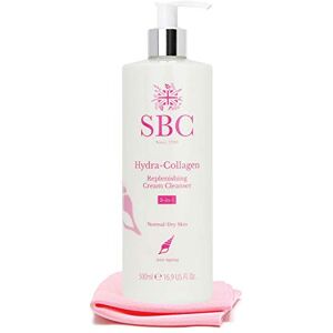 SBC Skincare Hydra-Collagen Replenishing Cream Cleanser with Skin Shammy 500ml, Anti-Ageing Collagen Facial Cleanser, Removes Make-Up, Cleanses, Hydrates SBC Skincare Hydra-Collagen Replenishing Cream Cleanser with Skin Shammy 500ml, Anti-Ageing Collagen Facial Cleanser, Removes Make-Up, Cleanses, Hydrates