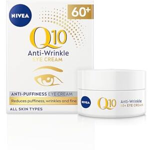 NIVEA Q10 60+ Anti-Puffiness Eye Cream (20ml), Anti-Wrinkle Eye Cream with Triple Strength Formula Made with Q10, Rose Petal Oil, and Calcium, Designed for 60+ Skin NIVEA Q10 60+ Anti-Puffiness Eye Cream (20ml), Anti-Wrinkle Eye Cream with Triple Strength Formula Made with Q10, Rose Petal Oil, and Calcium, Designed for 60+ Skin
