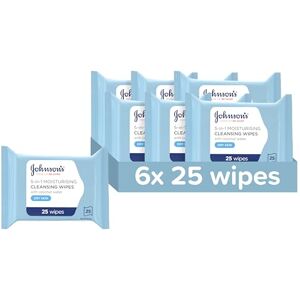 Johnson's Face Care Makeup Moisturising Wipes, Pack of 6 x 25 Wipes Johnson's Face Care Makeup Moisturising Wipes, Pack of 6 x 25 Wipes