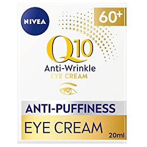 NIVEA Q10 60+ Anti-Puffiness Eye Cream (20ml), Anti-Wrinkle Eye Cream with Triple Strength Formula Made with Q10, Rose Petal Oil, and Calcium, Designed for 60+ Skin NIVEA Q10 60+ Anti-Puffiness Eye Cream (20ml), Anti-Wrinkle Eye Cream with Triple Strength Formula Made with Q10, Rose Petal Oil, and Calcium, Designed for 60+ Skin